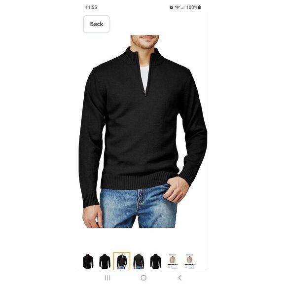 New Medium H2H Mens Casual Black Slim Fit Pullover Knit Sweater Long Sleeve NWT - Picture 1 of 6